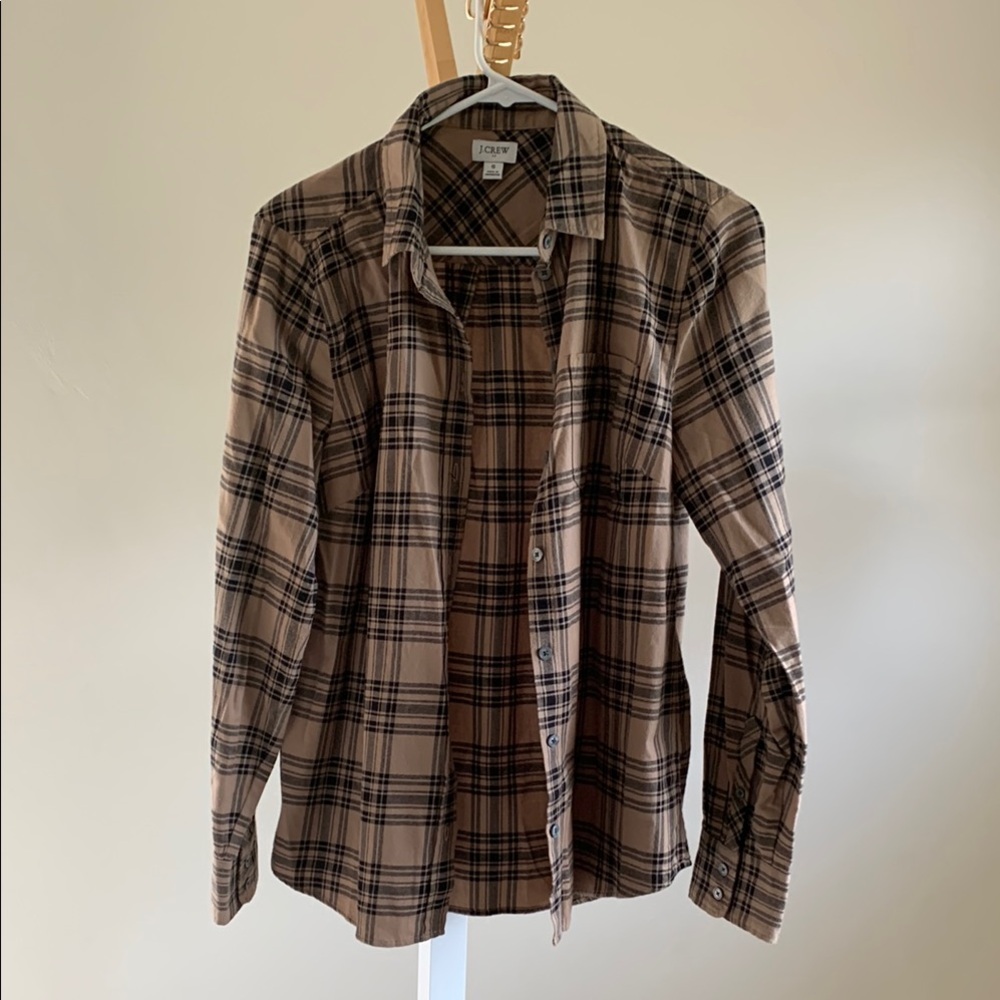 J.Crew Tan and Black Plaid Shirt